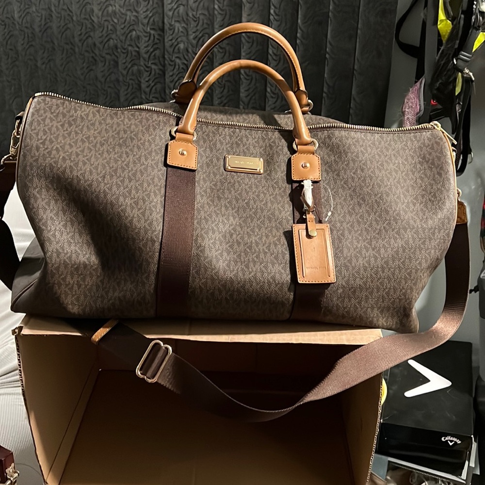 Michael Kors logo MK print duffel bag